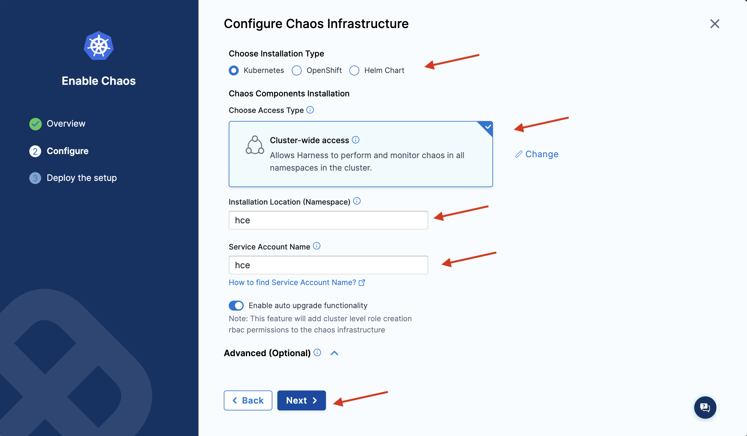 Configure Chaos Infrastructure